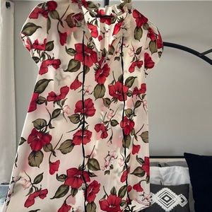 Floral red and white blouse , perfect for office, casual wear